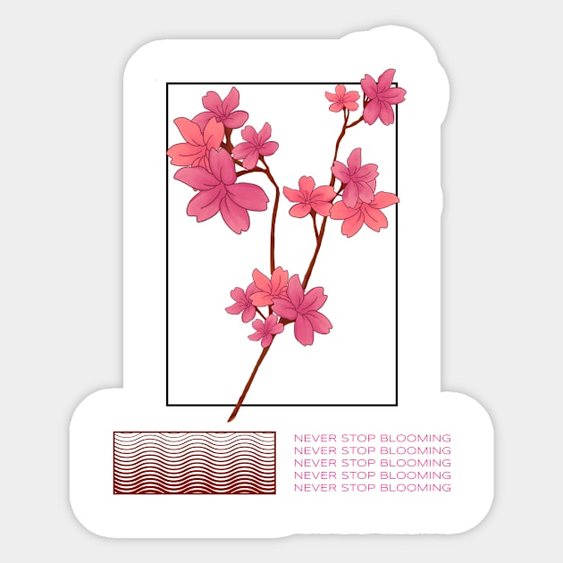 Japanese Flower Never Stop Blooming Sticker by Dream the Biggest